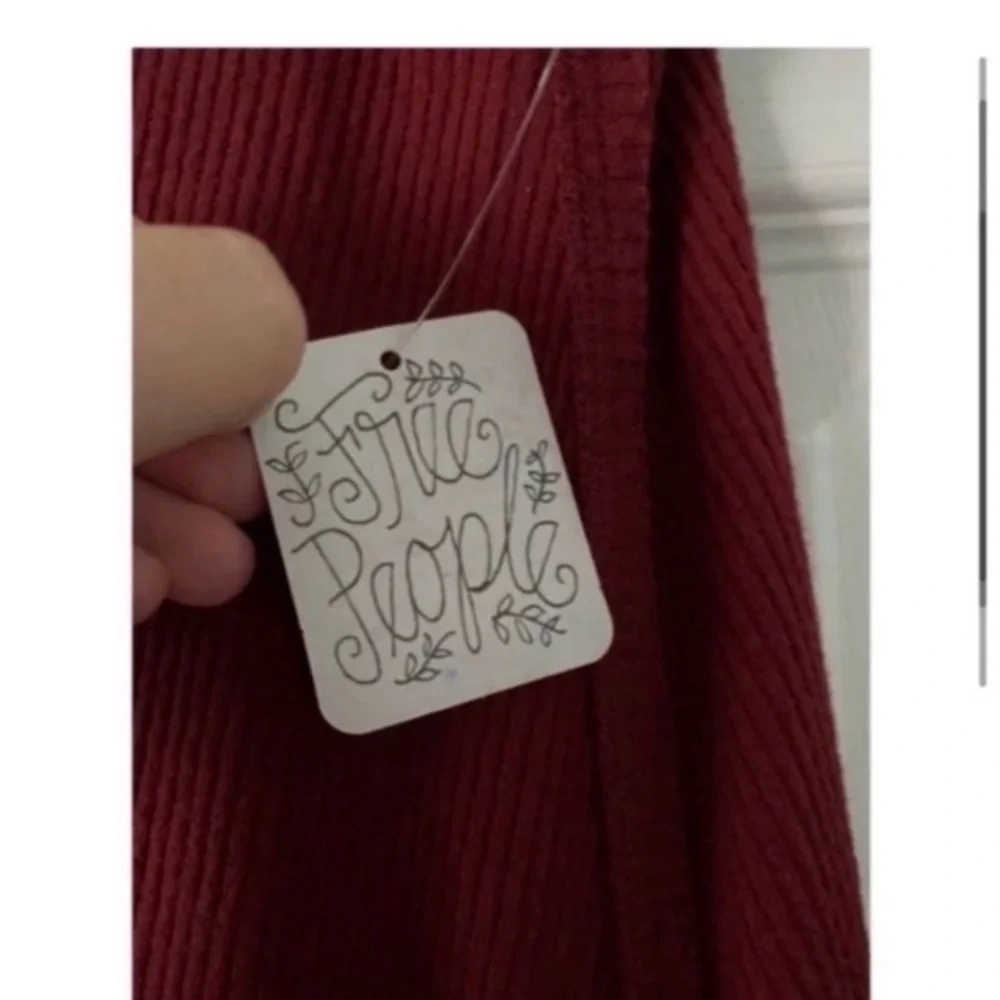 FREE PEOPLE Burgundy Red Ribbed T Shirt Dress - Picture 5 of 7